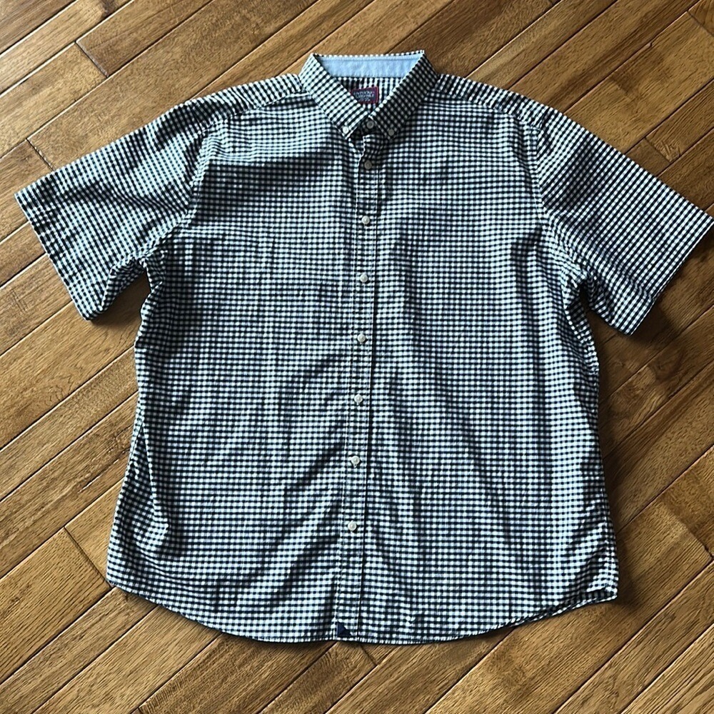 UNTUCKit Mens XXXL Short Sleeve Button Down Navy Gingham Classic Censio Preppy